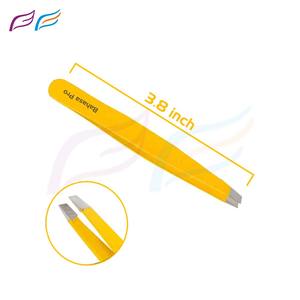 Juego de Pinzas Amarillas con Estuche, Pinzas Inclinadas de Alta Precisión de Acero Inoxidable, Herramientas de Aseo, Pinzas para Cejas OEM ODM con Logotipo Personalizado - Product Image 4