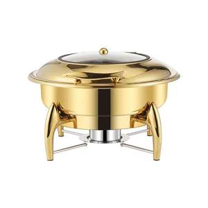 Buffet de plato de frotamiento de acero inoxidable con tapa transparente de vidrio Calentadores de buffet comerciales para restaurantes Cafeterías - Product Image 4