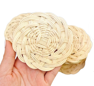 Handmade Natural Rattan <b>Coasters</b> <b>Woven</b> Wicker Mats & Pads for Protecting Furniture From Moisture for Drinks - Product Image 1