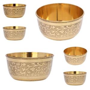 Tazón de servicio de latón con diseño intrincado para configuración de comedor de lujo diseño de forma redonda tazón de servicio de latón de rana Overseas Inc - Product Image 6
