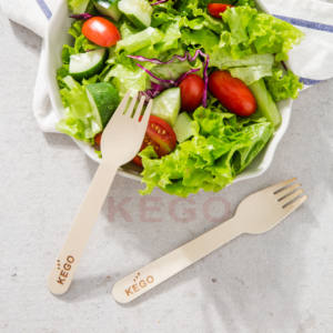 100% Fourchette en bois jetable biodégradable simple naturelle 160mm Emballage alimentaire écologique Parties durables Style 2025 - Product Image 2