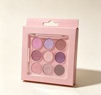 Boîte de palette d'ombres à paupières rose mat personnalisée, emballage de maquillage en carton recyclable avec couvercle rabattable pour étui à 9 couleurs d'ombres à paupières