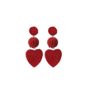 Boucles d'oreilles en perles de couleur rouge en forme de coeur 100% de haute qualité pour femmes filles à la main Design classique meilleure vente boucles d'oreilles utilisation de fête - Product Image 1