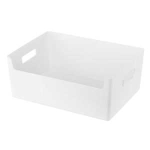 Papelera de plástico con asas de recorte, organizador, color blanco - Product Image 1