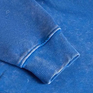 Sweats à capuche délavés à l'acide pour femmes couleur bleue 280 GSM Logo personnalisé brodé respirant Vêtements décontractés pour femmes French Terry Acid Wash Hoodies - Product Image 4