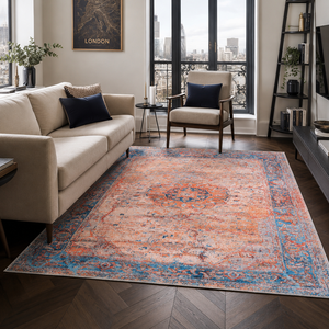 Netline Home Century Vinework Warm Orange Traditional <b>Washable</b> <b>Rug</b> - Product Image 1