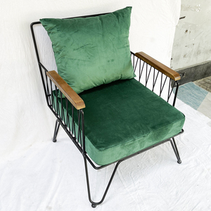 Sillón Individual GSD68050 para el Hogar, con Cojín Azul, Estructura de Hierro, Forma Cuadrada, Tapizado, para Sala de Estar - Product Image 2