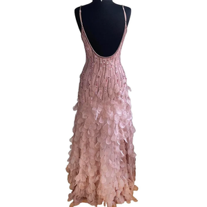 Elégante robe de soirée pleine longueur pour femmes respirante en maille poly avec perles brodées antistatique pour cocktail et fête - Product Image 6