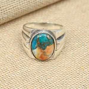 Anillo de piedras preciosas turquesa de Plata de Ley 925 estilo bohemio hecho a mano regalo de boda chapado en rodio para mujeres para fiestas - Product Image 2