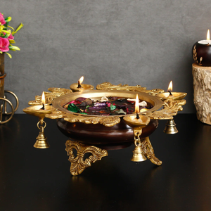 Bol Urli en laiton de forme unique pour la cuisine et le plat de service avec pot de service décoratif polonais brillant - Product Image 5