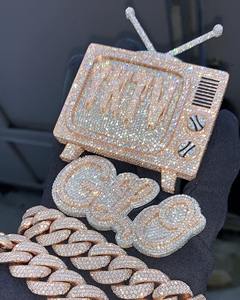 โซ่หัวใจสีทองพร้อมจี้เสน่ห์แบบกำหนดเอง100กรัมทับทิมแดงและเพชร13.45กะรัตเครื่องประดับสไตล์ฮิปฮอป - Product Image 4