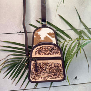 Hand Tooled Leather Hair on Hide Shoulder Bag Stylish Trending Travel Handbag Stylish Easy to Carry <b>Money</b> <b>Belt</b> Multi Uses Bags - Product Image 3