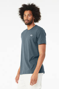 T-shirts pour hommes en coton bleu poussiéreux à col rond et manches courtes, style streetwear décontracté, options à motifs et vierges, directement de l'usine - Product Image 2