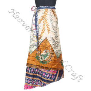 Designer chic 2 couches Sari soie jupes portefeuille fête soirée jupe Cool jupe portefeuille indien soie Sarong plage paréo longue enveloppe - Product Image 2