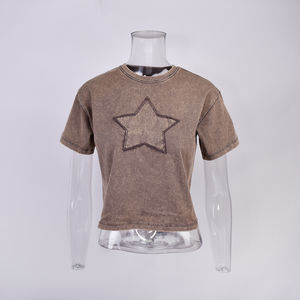 T-Shirt Vintage lavata a manica corta di alta qualità a manica corta da donna - Product Image 1