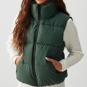 Nouvelle conception de mode d'hiver, logo personnalisé, veste matelassée d'hiver, col montant, veste sans manches pour femmes, vestes matelassées - Product Image 1