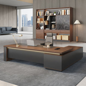 Bureau de direction en forme de L avec poste informatique intégré en bois MDF pour chambre et bureau DESK-0011 - Product Image 1