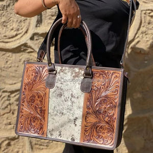 Bolso de mano de piel de vaca auténtica de Nuevo diseñador, bolso de cuero elegante, bolsos tallados a mano para mujer, multiusos - Product Image 2