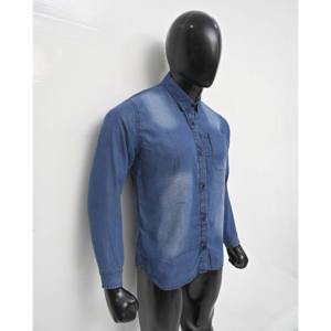 เสื้อเชิ้ตลำลองสำหรับผู้ชายเสื้อเชิ้ตลำลองติดกระดุมแขนยาวผ้าเดนิมโลโก้ตามสั่ง - Product Image 2