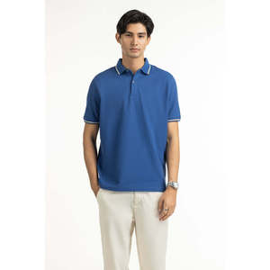 Chemise de golf décontractée slim fit pour homme 100 % coton anti-plis respirante tricotée unie brodée à manches courtes grande taille XL - Product Image 1