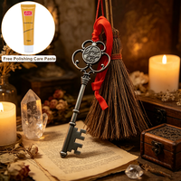 Clé magique du Père Noël en alliage de zinc, clé squelette vintage avec ruban rouge, cadeau de Noël, pâte de polissage de 10 ml offerte