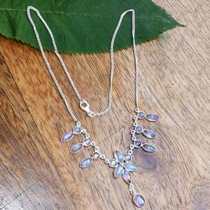 JESSICA การสร้างที่สง่างาม925เงินรุ้งหินมูนสโตนกับหนามเตยทองชุบจี้ดีและของขวัญเสน่ห์สำหรับเธอ - Product Image 2