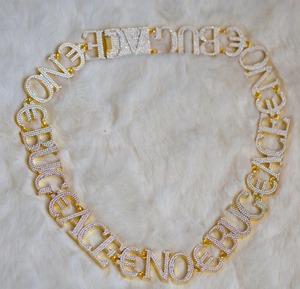 Cadena de Eslabones con Diamantes LL VVS, Chapada en Oro de 18K, Estilo Hip Hop de Lujo, Cadena Miami Iced, Letras Personalizadas, Collar Unisex para Regalo - Product Image 4