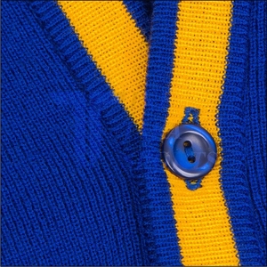 สเวตเตอร์ถักคอวีสำหรับทุกเพศฤดูใบไม้ร่วงฤดูหนาวผ้าขนสัตว์/ไนลอนคาร์ดิแกนเย็บปะติดมีกระดุมสไตล์ไปโรงเรียน - Product Image 5