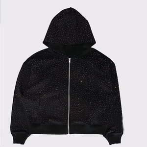 เสื้อฮู้ดผ้าคอตตอนผสมน้ำหนักเบาสำหรับผู้ชายเสื้อมีฮู้ดประดับพลอยเทียมสไตล์ไม่เหมือนใคร - Product Image 1