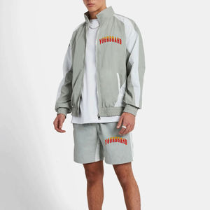 Hot Selling OEM Custom <b>Men's</b> <b>Short</b> Set Premium Quality Nylon Zip Hoodie <b>Shorts</b> New Arrival Windbreaker <b>Short</b> Set - Product Image 4