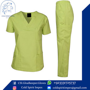 Pantalon de jogging à col rond en deux pièces Ensemble Henley Fermeture à glissière Uniforme d'infirmière de travail extensible avec poche Tissu tricoté pour les hôpitaux - Product Image 5