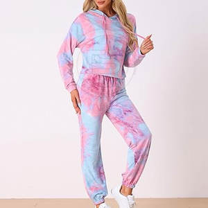Conjunto Deportivo para Mujer 2026, Cómodo, Estilo Pullover, Ajustado, Tie Dye, de Moda, para Entrenamiento - Product Image 3