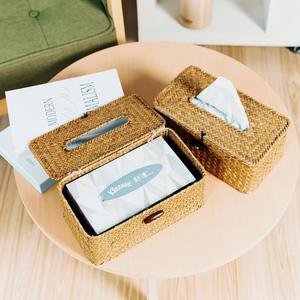 Fabricant vente en gros rectangle jonc de mer boîte à mouchoirs couvre naturel petit porte-serviettes en paille meilleure qualité - Product Image 5