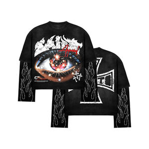 Sudadera con Capucha y Cremallera de Fibra de Bambú Estampada, Transpirable, 380g, Tela de Rizo, Color Negro y Rojo, Gran Venta 2026 - Product Image 1