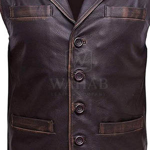 เสื้อกั๊กหนังสำหรับผู้ชายสวมใส่สบายปกติพอดีมีสไตล์ออกแบบได้ตามต้องการ - Product Image 4