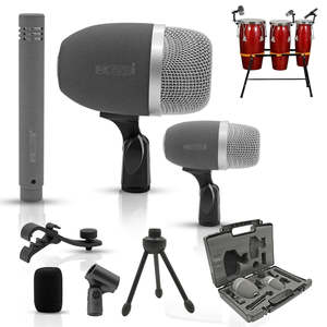 5 Core Conga <b>Mic</b> Snare Tom Microphone Drum Kit <b>Condenser</b> XLR Instrument Mics - Product Image 1