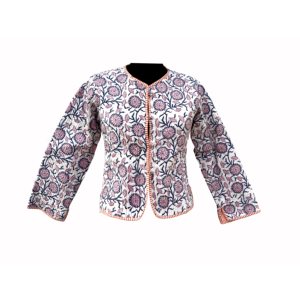 แจ็กเก็ตผ้าฝ้ายพิมพ์ลายดอกไม้สไตล์อินเดียสำหรับผู้ชายผู้หญิงเสื้อแจ็กเก็ตผ้าแวกซ์มีกระดุมตกแต่ง - Product Image 1
