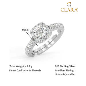 Bague ajustable CLARA en argent sterling 925 pur, solitaire romantique en forme d'halo, incrustation tendance en forme de chiffre en cuivre - Product Image 5