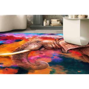 Alfombra con Diseño de Elefante: Arte Africano Colorido, Alfombra Antideslizante, con Pelo Suave - Product Image 2