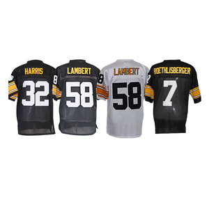 เสื้ออเมริกันฟุตบอลแบบย้อนยุคเย็บแบบเก่า สตีลเลอร์ 12 แบรดชอว์ 32 แฮร์ริส 36 เบตติส 43 โพลามาลู 47 บลูนท์ 52 เว็บสเตอร์ 75 กรีน - Product Image 3