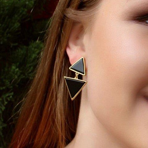 Joyería de piedras preciosas de ónix negro para mujer, joyería de plata para mujer, triángulo, proveedor chapado en oro de 12mm, pendiente colgante de plata de ley 925 - Product Image 3