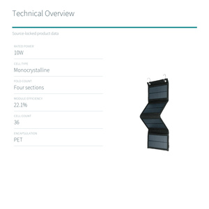10W Four-Fold Monocrystalline Portable <b>Solar</b> <b>Panel</b> with <b>USB</b> Output - Product Image 3
