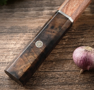 Venta al por mayor pedidos a granel personalizados OEM ODM servicio japonés Damasco cocina moderna Chef cuchillo profesional Acero inoxidable madera - Product Image 6