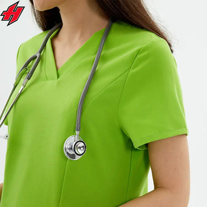 Estiramiento Multi bolsillo Zip Collar Unisex Quirúrgico Top Pant Beauty Hospital Uniforme médico Cuidado de enfermería Scrubs Suit Scrubs Sets - Product Image 2