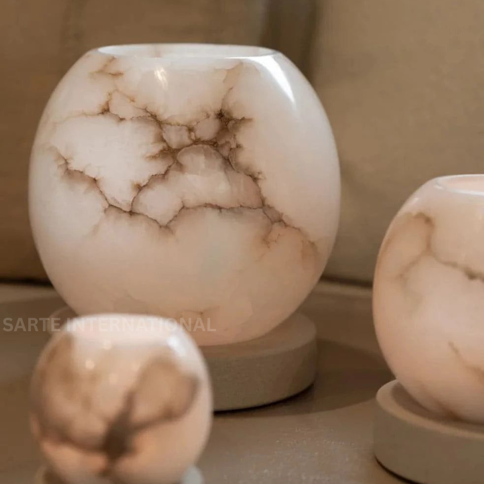 Single White Alabaster Candle Holder – Natural Stone Tealight/Votive Holder With Soft Amber Glow For Home Décor - View #4