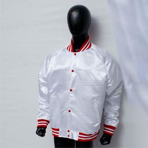 Chaqueta Varsity de Satén con Botones a Presión en la Parte Delantera, Cuello y Puños de Punto Acanalado a Rayas y Cintura Elástica - Product Image 4