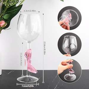 Chaussure à talons hauts, verre à vin transparent en cristal, ballon rouge, long pied, durable, écologique, 300 ml, mariage, fête, restaurant - Product Image 4