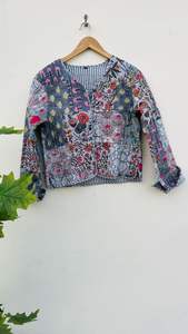 High Quality Women's Autumn Jackets Breathable Cotton Kantha Quilted Blazers Hand <b>Stitched</b> Patchwork Free Size Wholesale Supply - Product Image 3