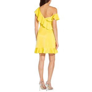 Abito da cocktail giallo in raso da donna Aidan Mattox con design a balze, taglia 16 - Product Image 2