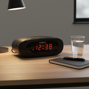 JUSTAMINUTE EH49101N Black Alarm Clock with Snooze Function for Lowell <b>Desks</b> & Tables - Product Image 3